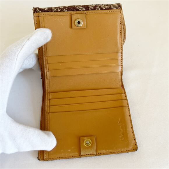 DIOR Trotter Canvas Leather Bi-fold Compact Wallet - Picture 7 of 13
